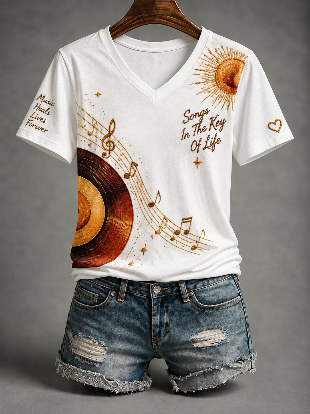 Women's Songs In Key Of Life Print Casual T-shirt