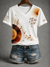 Women's Songs In Key Of Life Print Casual T-shirt