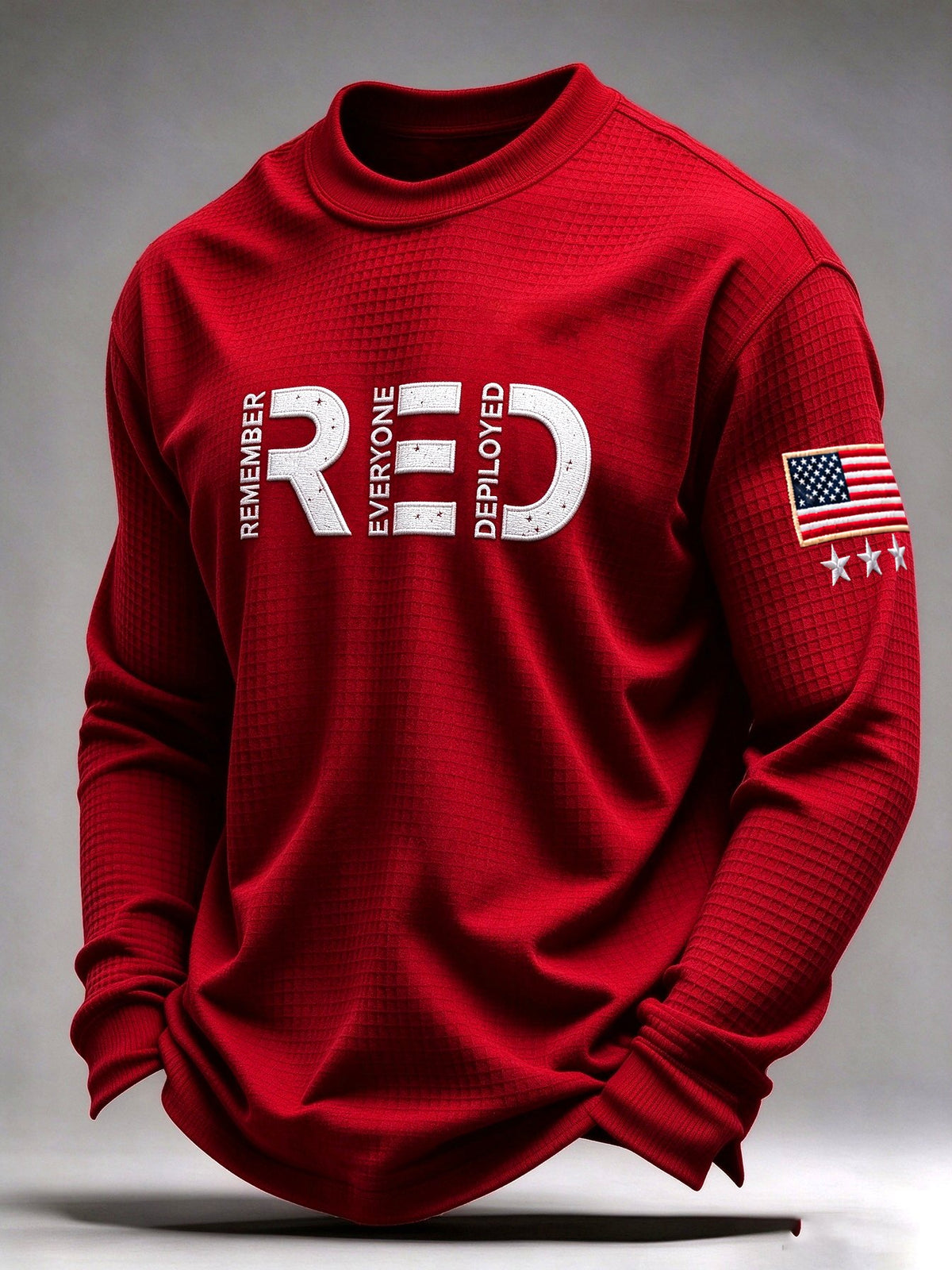 Men's Retro Red Friday Art Printed Waffle-Knit Top