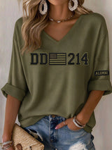 Women's Veteran Pride Dd-214 Printed Casual Printed Waffle Top