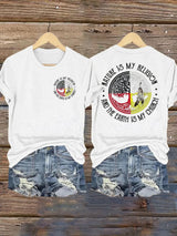 Women's Nature Is My Religion And The Earth Is My Church  Print Shirt