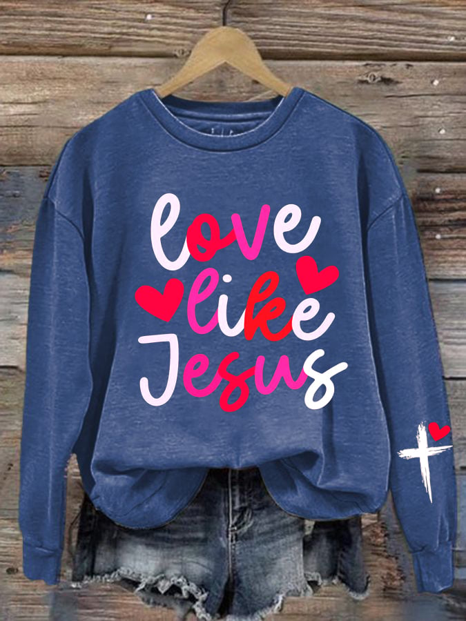 Women's Valentine's Day Printed Round Neck Sweatshirt