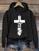 Women's  Love Cross Print Casual Sweatshirt