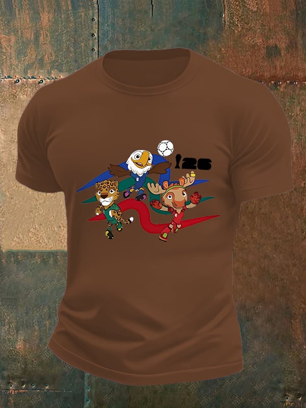 Men's  2026 World Cup Soccer Mascot printed  T-shirt