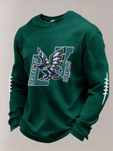 Men’s Football Graphic Waffle Knit Long Sleeve Crewneck T-Shirt
