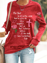 Women's John 316 God So Loved The World Valentine'S Day Christian Print Sweatshirt