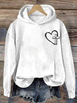 Women's  Love Cross Print Casual Sweatshirt