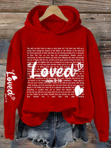 Women's Valentine's Day printed hooded sweatshirt