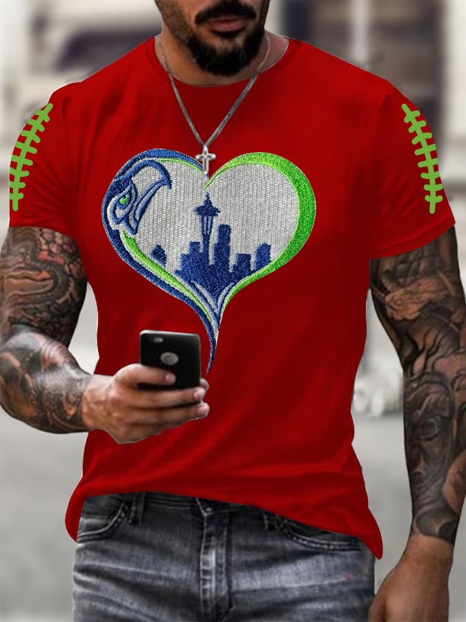 Men's Rugby Print Casual T-Shirt