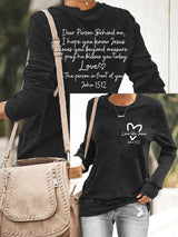 Women's Love Like Jesus, Dear Person Behind Me Jesus Loves You Beyond Measure Inspirational Casual Sweatshirt