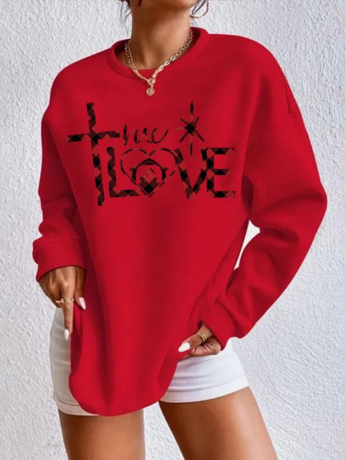 Women's Love Jesus Print Sweatshirt