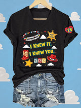 V-Neck Retro I Knew It Print T-Shirt