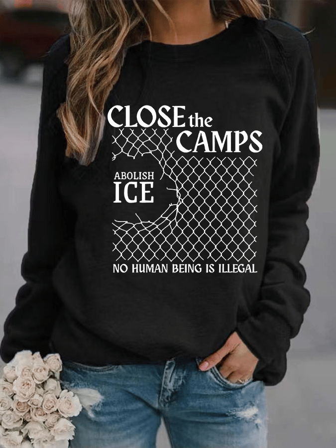 Women's  Abolish ICE  Close The Camps  Printed  Sweatshirt