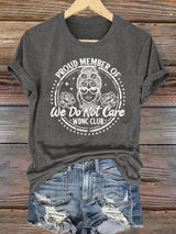 Women's Round-Neck Retro Funny Proud Member Of WDNC Club We Do Not Care Menopause Perimenopause Print T-Shirt