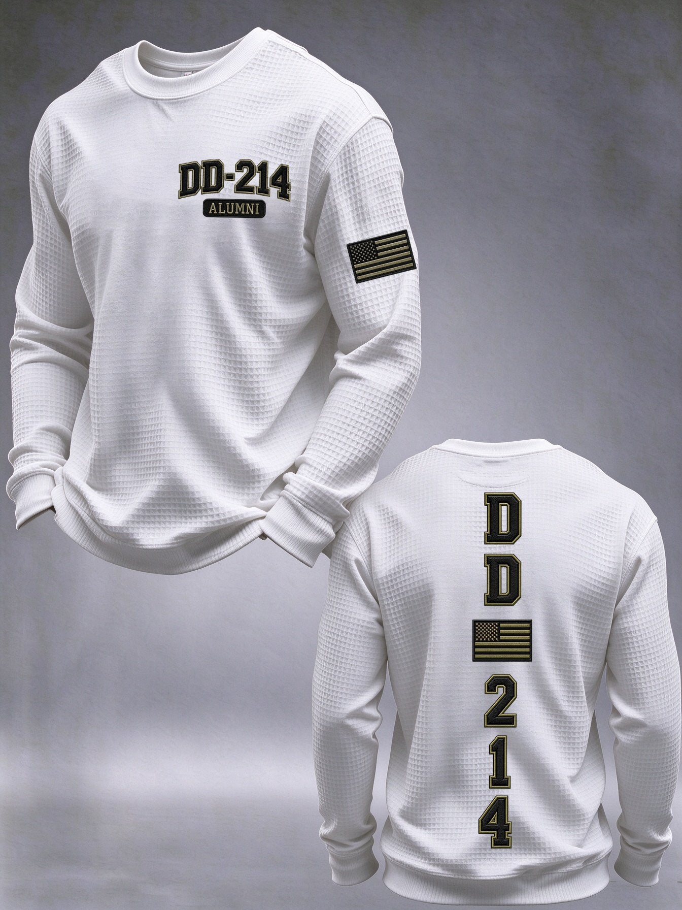 Men's Veteran Pride DD-214 Printed Waffle Long-Sleeve T-Shirt
