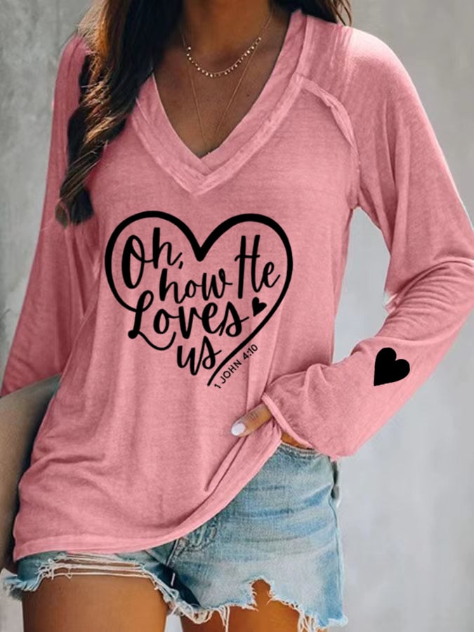 Women's Oh How He Loves Us Print T-Shirt