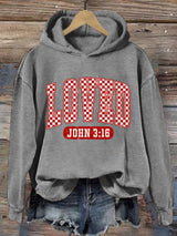 Women's Loved John 316 Valentines Day Print Hooded Sweatshirt