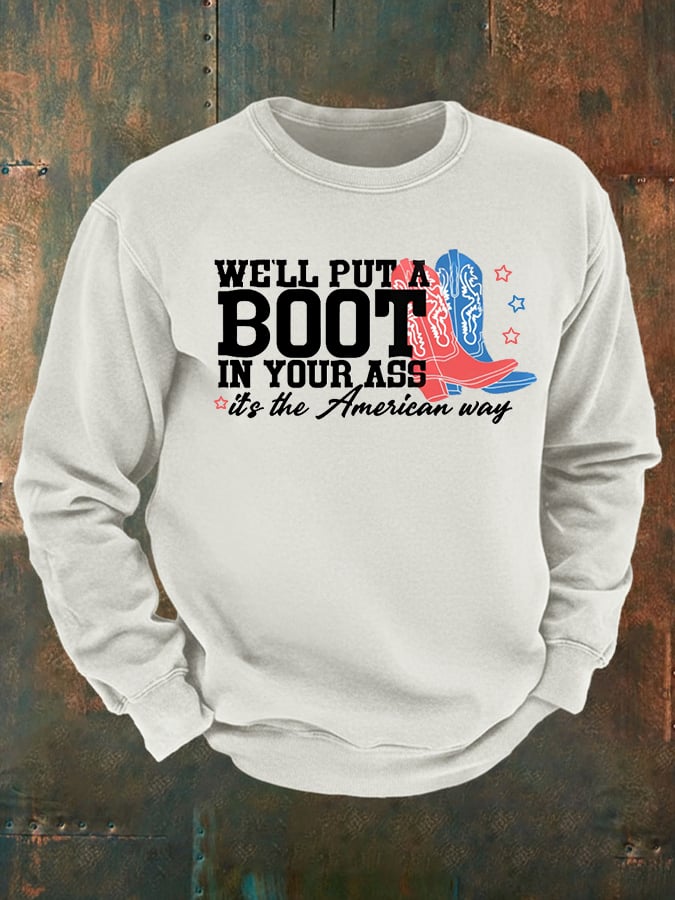 Men's Courtesy of the Red, White and Blue Cowboy Print Casual Sweatshirt