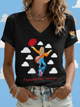 Women's Retro I Knew It Print Casual T-shirt