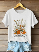 Women's Casual Autumn Faith Graphic Print Round Neck Short Sleeve T-Shirt