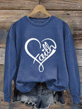 Faith Print Crew Neck Pullover