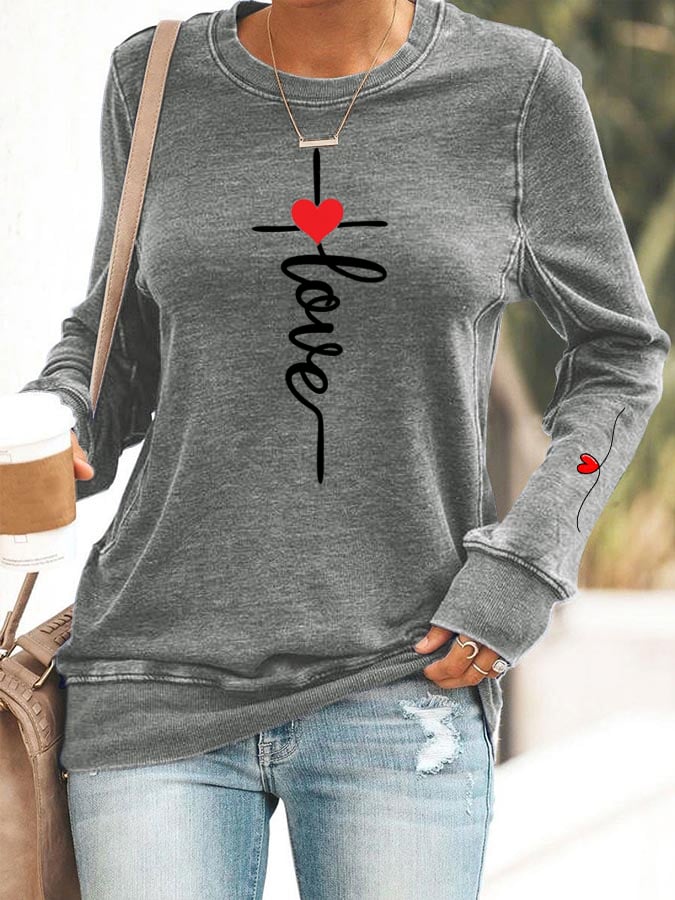 Women's Love Cross Printed Sweatshirt