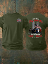 Men's BUT AMERICA STILL STOOD Print Crew-Neck T-Shirt