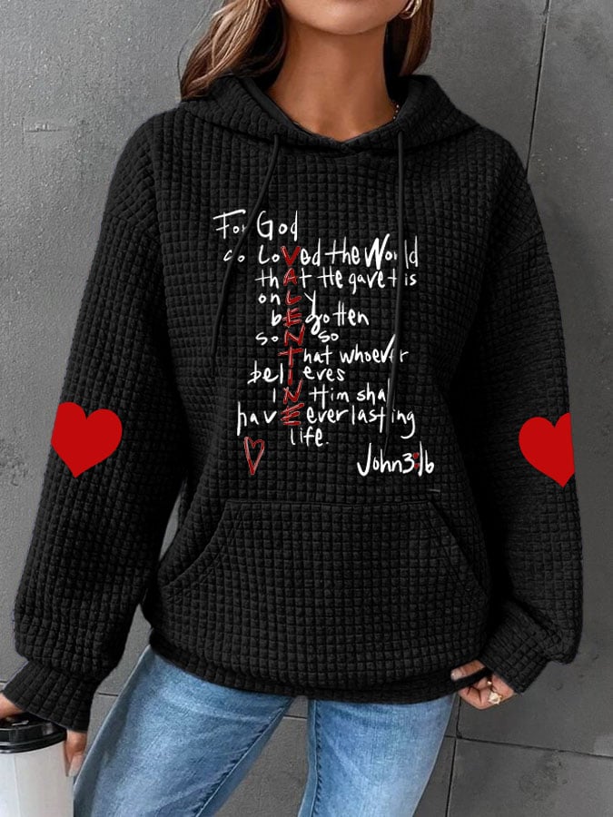 Women's For God So Loved The World Print Hooded Sweatshirt