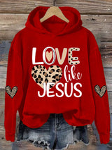 Women's Valentine's Day printed hooded sweatshirt