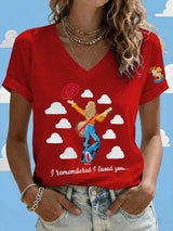 Women's Retro I Knew It Print Casual T-shirt