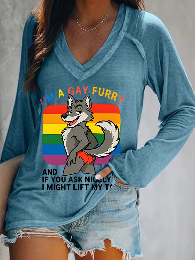 Women's  I'm a gay furry Funny LGBTQ Pride Month Shirt