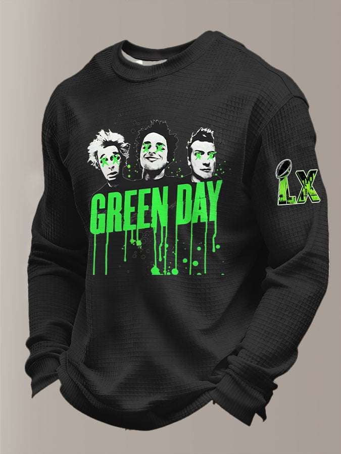 Men's Rock Band Plaid Long-Sleeved T-Shirt
