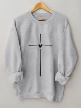 Women's Christian Faith Cross Printed Long Sleeve T-Shirt