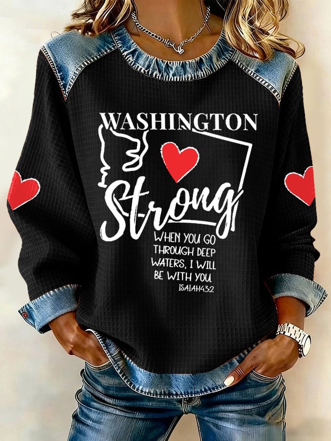 Retro Washington Strong When You Go Through Deep Waters, I Will Be With You Isaiah 43:2 Print Sweatshirt