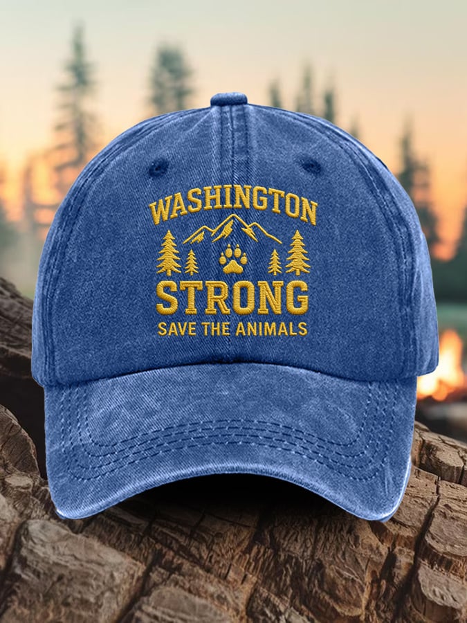 Retro Washington Strong Save The Animals Print Baseball Cap
