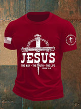 🔥Buy 3 Get 15% Off🔥Men's Jesus The Way The TruthThe Life Print Round Neck T-Shirt
