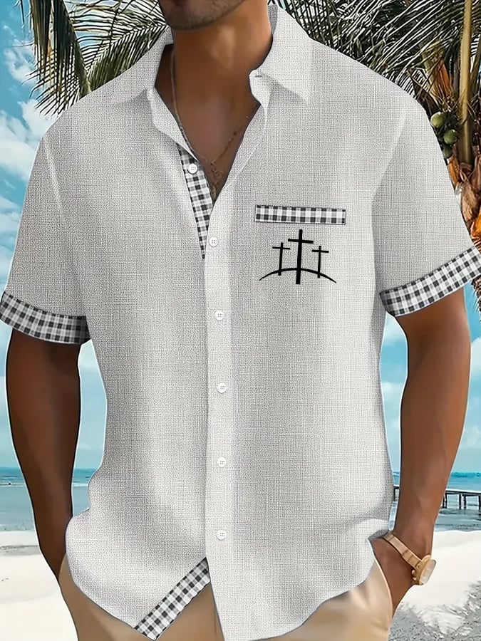 🔥Buy 3 Get 15% Off🔥Men's Faith Cross Printed Casual Shirt