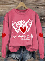 Women's Love Never Fails Printed Round Neck Sweatshirt