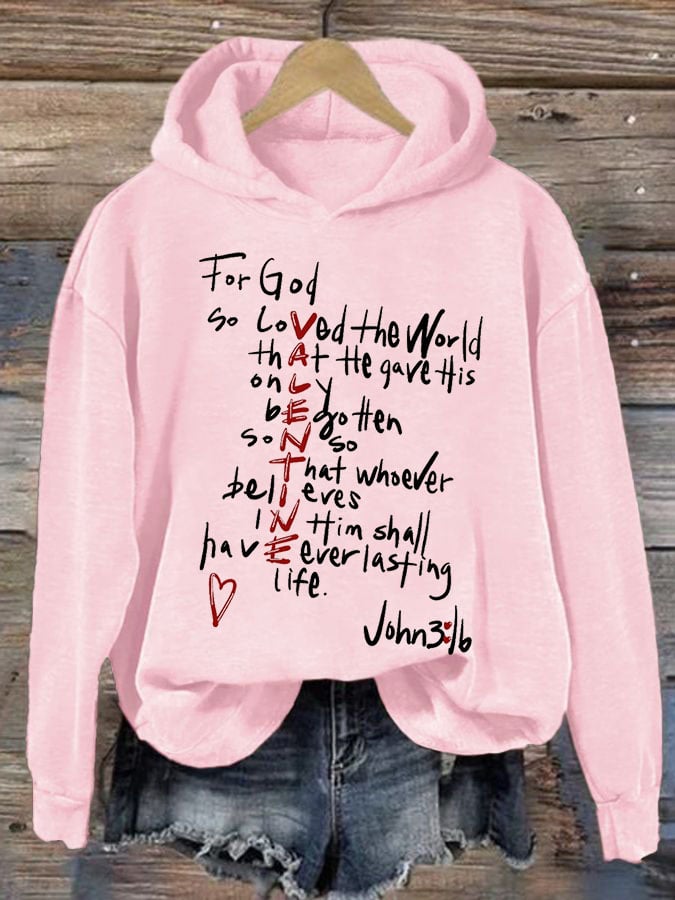 Women'S Casual For God So Loved The World Printed Long Sleeve Sweatshirt