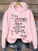 Women'S Casual For God So Loved The World Printed Long Sleeve Sweatshirt