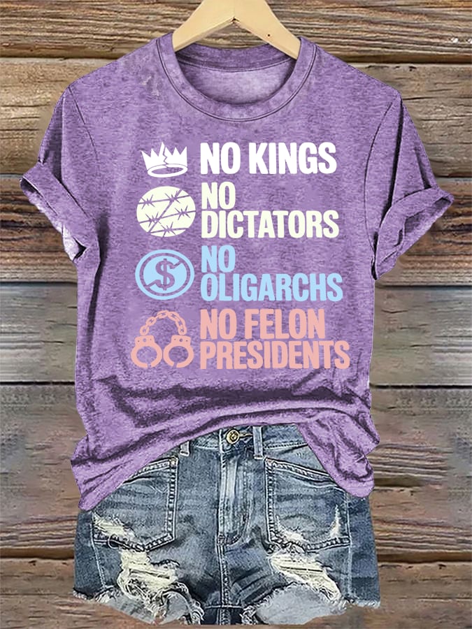 Women's  No Kings No Dictators Protest print T-Shirt