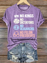 Women's  No Kings No Dictators Protest print T-Shirt