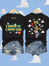 V-Neck Retro I Knew It Print T-Shirt