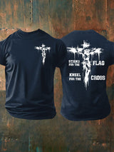 🔥Buy 3 Get 15% Off🔥Men's Stand For The Flag Kneel For The Cross Printed Casual T-Shirt