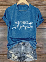 Women's not perfect, just FORGIVEN  Print Caasual T-shirt