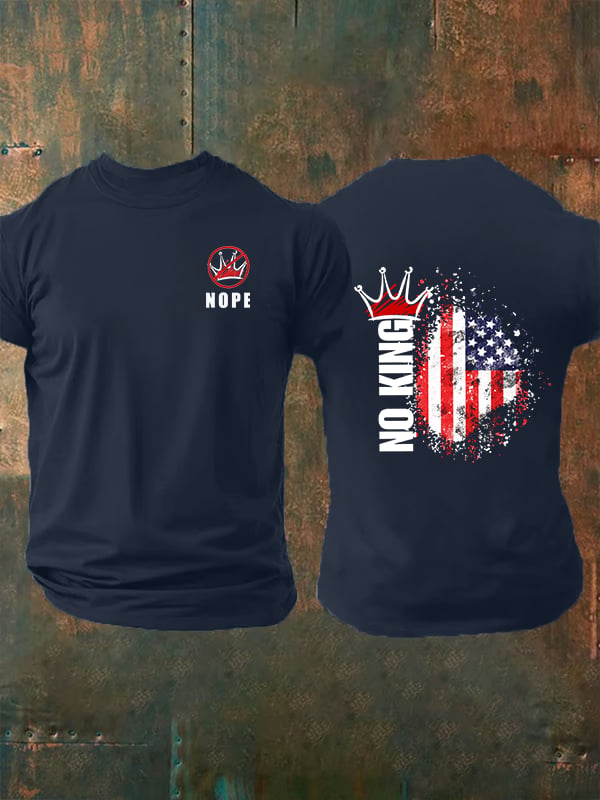 Men's  NOPE No King American Flag Print T-Shirt