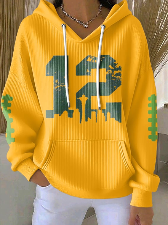 Women's Rugby Print Casual Hoodie