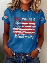 Retro Red White And Blueberries United States Of America • 1776–2026 Print T-Shirt