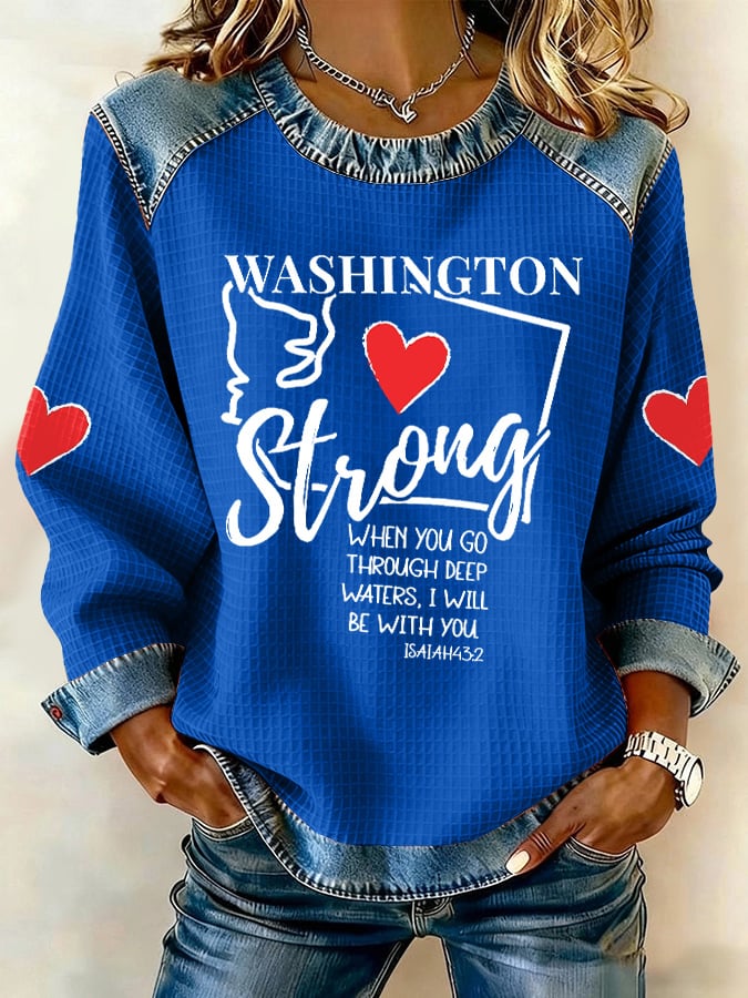 Retro Washington Strong When You Go Through Deep Waters, I Will Be With You Isaiah 43:2 Print Sweatshirt
