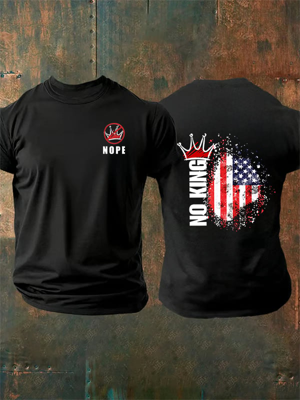 Men's  NOPE No King American Flag Print T-Shirt
